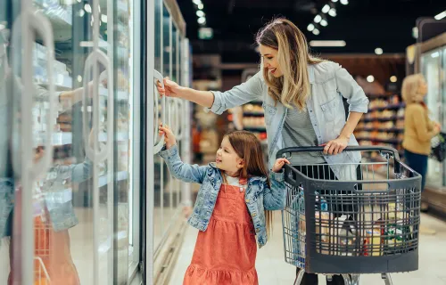 Woman and child shopping