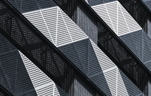 Abstract image of a metal building