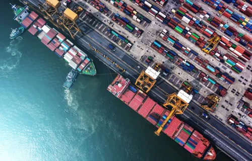 Aerial View of a Container Port