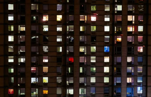 New York apartments at night