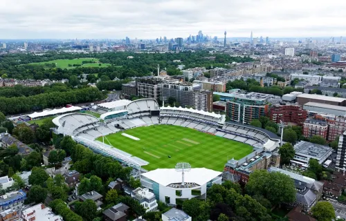 Aerial view of Marylebone Cricket Club at Lords London