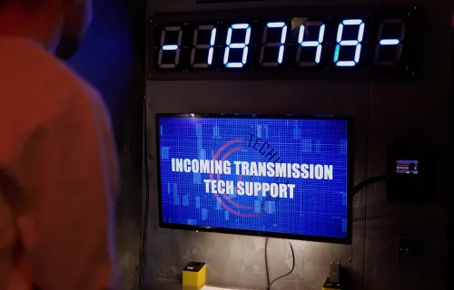 CGI cyber escape screen and countdown timer