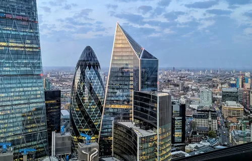 Image of London’s skyscrapers landscape, including the gerkin building 