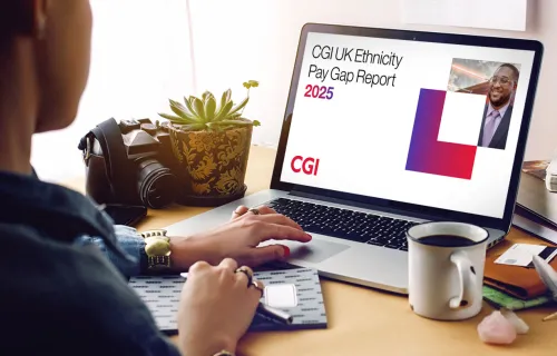 CGI UK Ethnicity pay gap report displayed on laptop screen