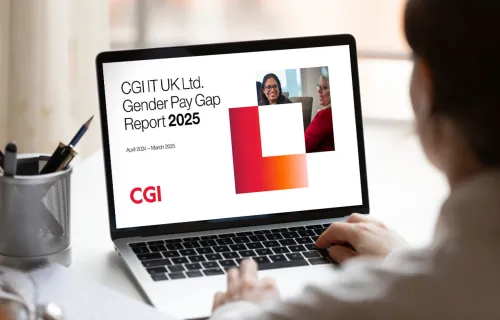 CGI UK Gender Pay Gap Report 2025 displayed on computer screen