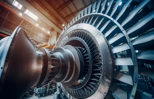 Intérieur d'un ensemble de turbine industrielle