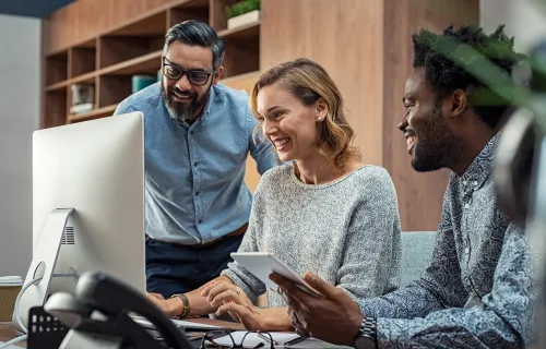 Colleagues discussing OpenAI