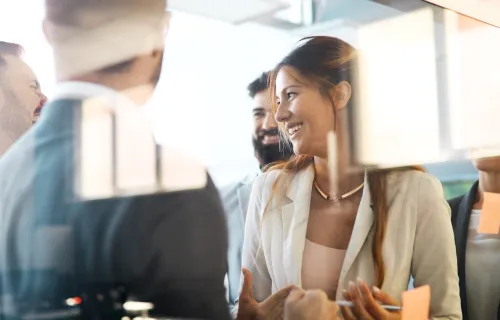 Collaboration and analysis business people in office