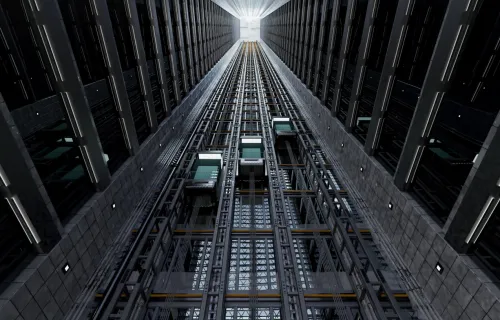 Elevator shaft viewed from below