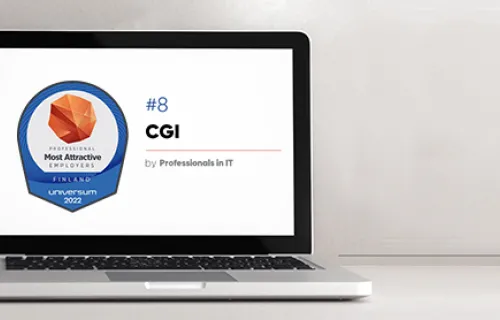 Universum-tutkimuksen logo kannettavan tietokoneen ruudulla | CGI menestyi Universumin työnantajatutkimuksessa: kovin nousija IT-alan työnantajien kärjessä