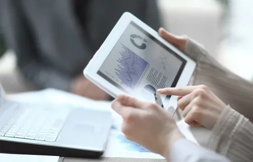 Financial information on a tablet