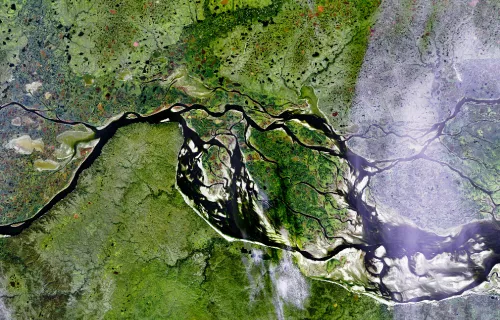 Geospatial imge of the ground and a rural landscape