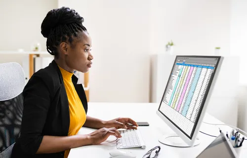woman using computer in office 
