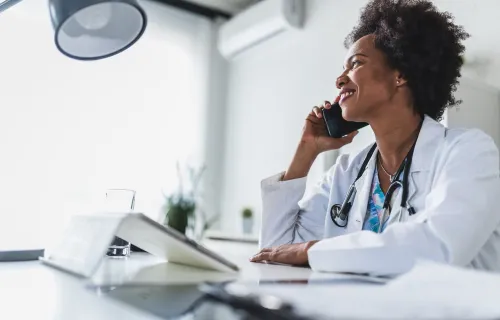 Doctor talking on the phone
