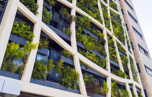 Building with live wall of foliage