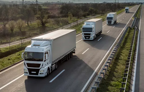 lorries on motorway