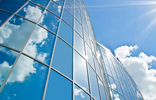 cloud reflection on building windows