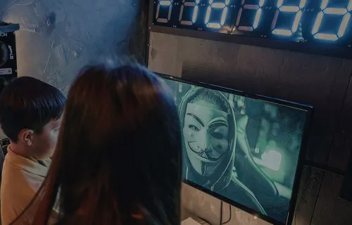 children inside the CGI Cyber Escape Experience 