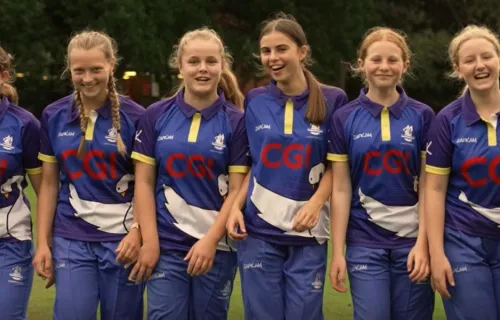 Leatherhead under 13s girls cricket club in CGI kits