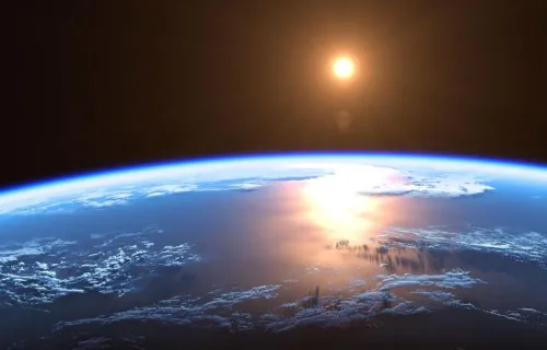 a view of the Earth from space, representing CGI’s work on the TRUTHS climate satellite