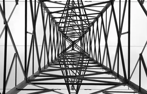 view up electricity pylon from the ground