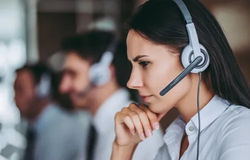 Woman working at a call center