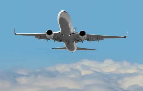 Commercial aircraft in flight