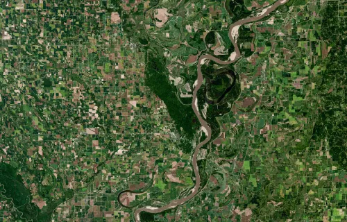 overhead view of countryside 