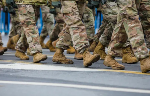 U.S. Army troops march in a parade
