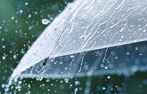 Umbrella deflecting rain