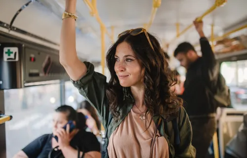 Woman in a bus