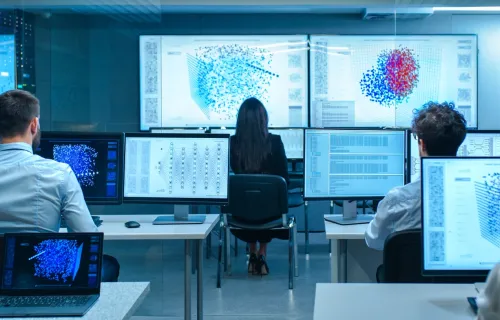 People sitting in front of computers 