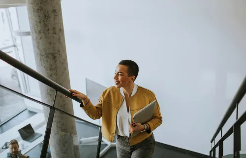 Person walking upstairs