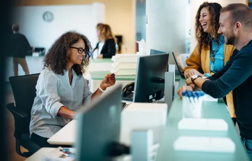 People sitting in an office and working together