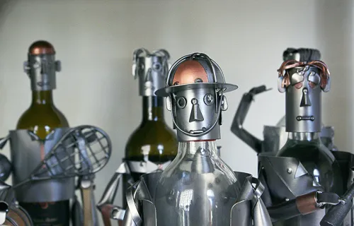 Robotar som står i en rad