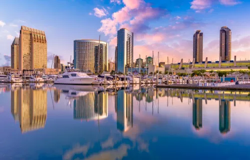 San Diego, CA skyline from the water