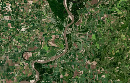Satellite view of an estuary