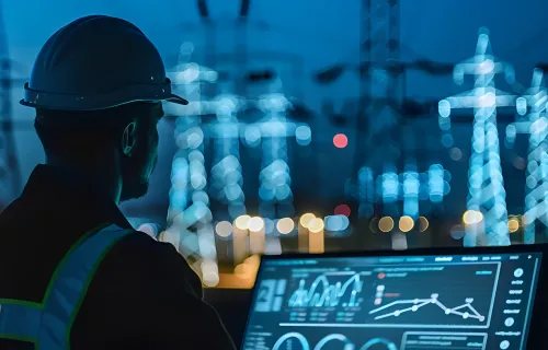 Ingenieur überwacht den Betrieb des Stromnetzes