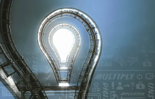 spiral staircase that looks like a lightbulb representing business agility