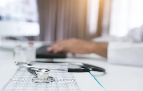 stethoscope and medicare table