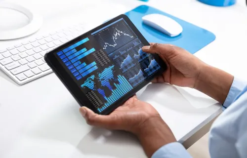 financial data on a tablet