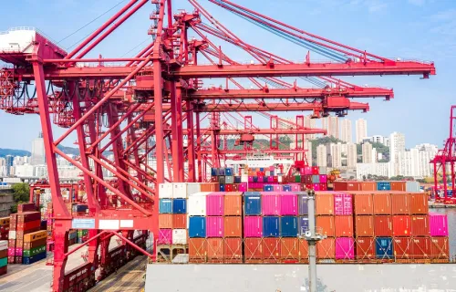 global trade shipping containers representing trade finance