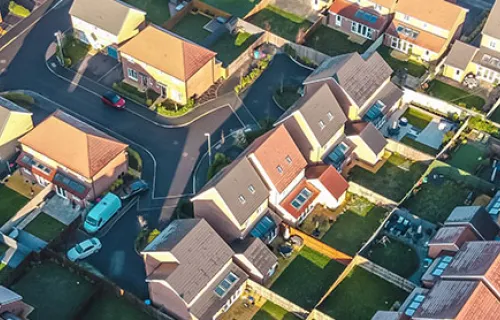 aerial view of UK council housing estate