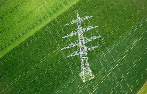 green field with utilities line