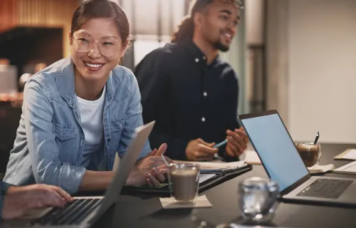 Cloud consultant on laptop
