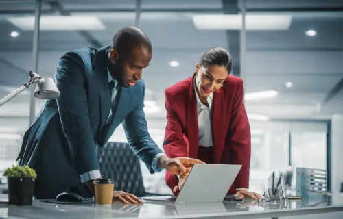 woman and man consulting