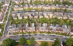 Aerial view of London suburb