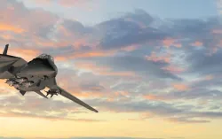 Military fighter jet in flight