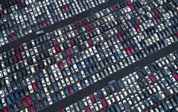 Aerial view of cars in a car park