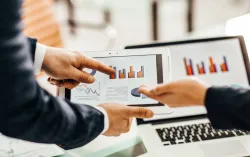 Business team discussing financial charts